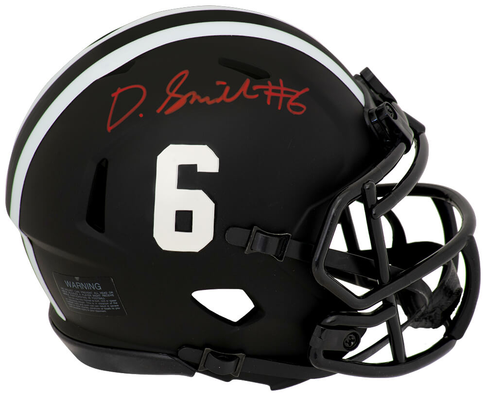 Devonta Smith Signed Alabama Crimson Tide Eclipse Black Matte Riddell Speed Mini Helmet