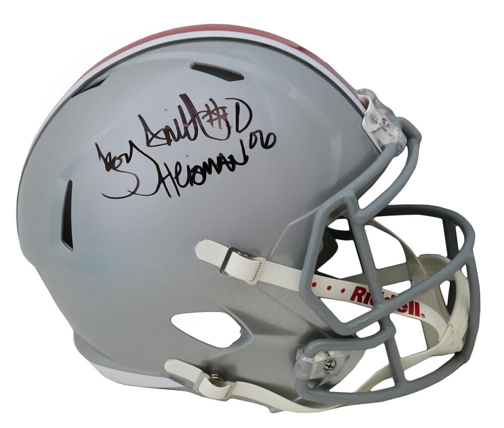 Troy Smith Signed Ohio State Buckeyes Riddell Full Size Speed Replica Helmet w/Heisman'06