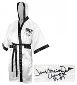 James Smith Signed Title White Full Length Boxing Robe w/Bonecrusher, Champ 86-87