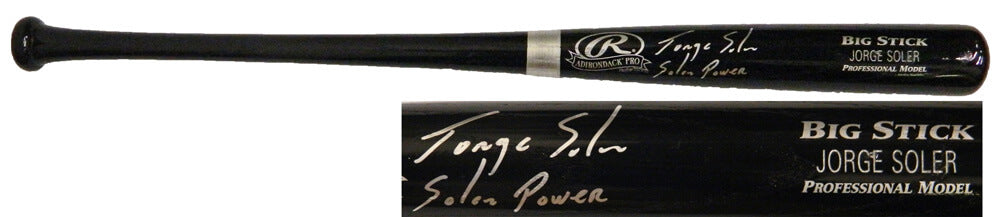 Jorge Soler Signed Rawlings Black Name Engraved Big Stick Baseball Bat w/Soler Power