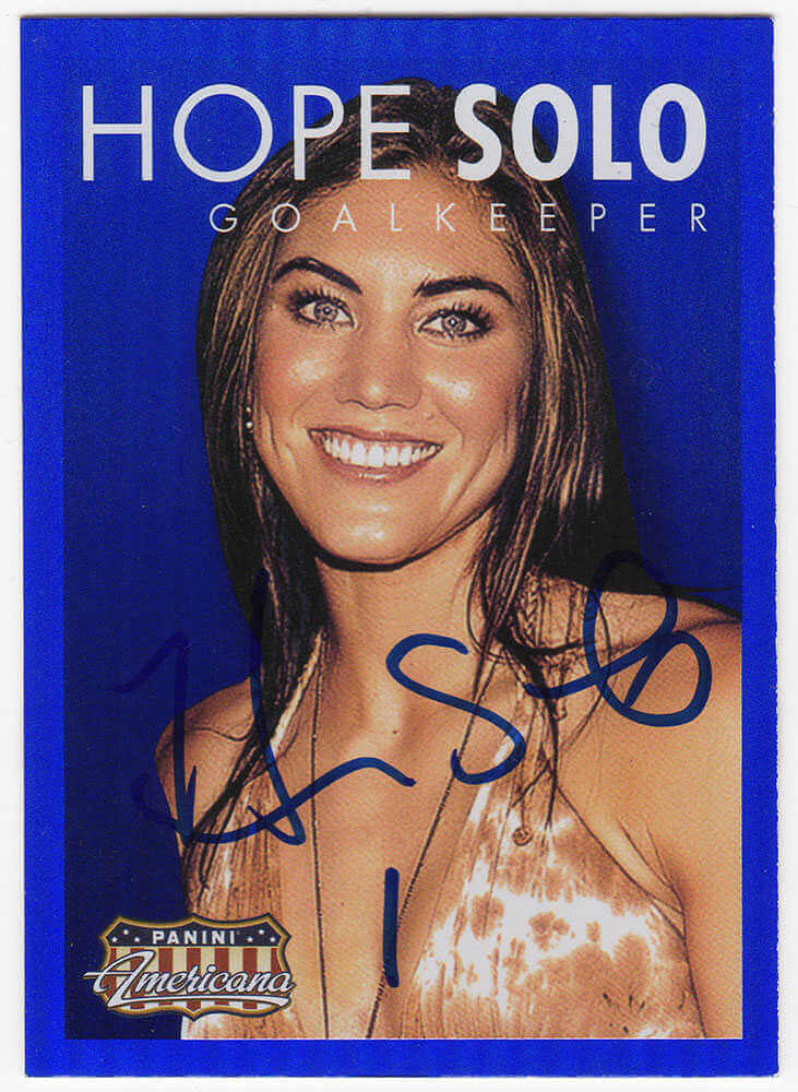 Hope Solo Signed 2015 Panini Americana Blue Trading Card #6