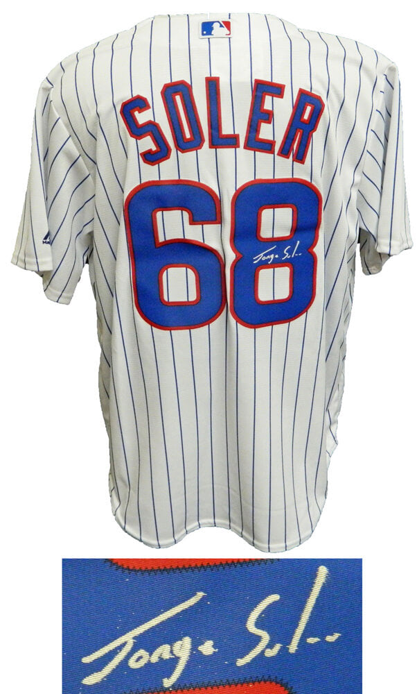 Jorge Soler Signed Chicago Cubs White Pinstripe Majestic Replica Jersey