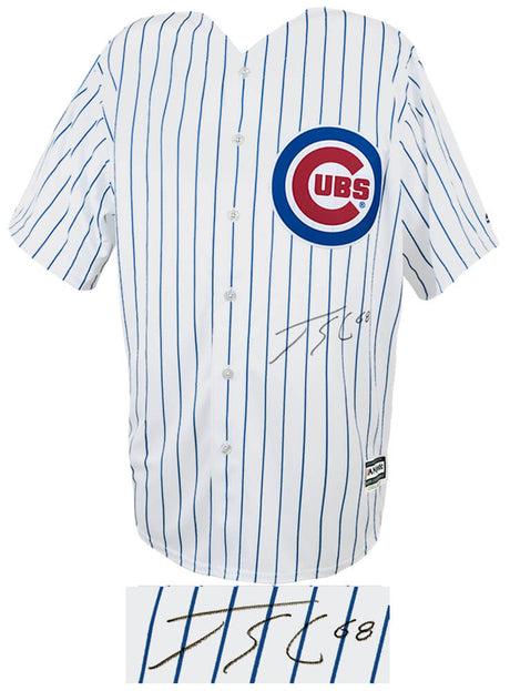 Jorge Soler Signed Chicago Cubs White Pinstripe Majestic Replica Baseball Jersey