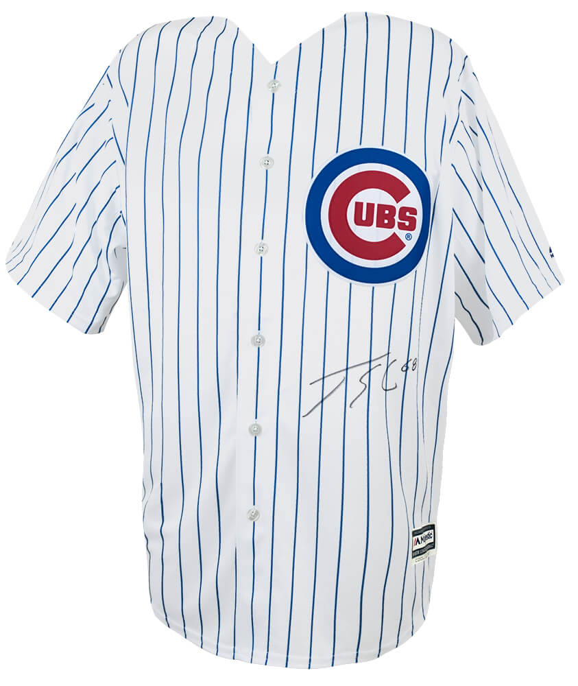 Jorge Soler Signed Chicago Cubs White Pinstripe Majestic Replica Baseball Jersey