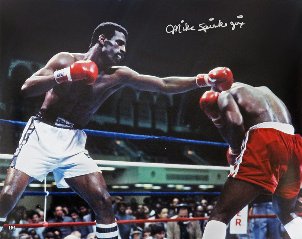Michael Spinks Signed Boxing Punching Action 16x20 Photo w/Jinx