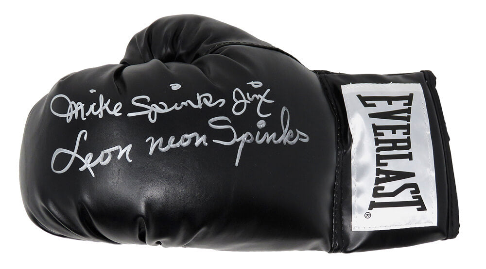 Leon Spinks & Michael (Mike) Spinks Dual Signed Everlast Black Boxing Glove w/Neon, Jinx