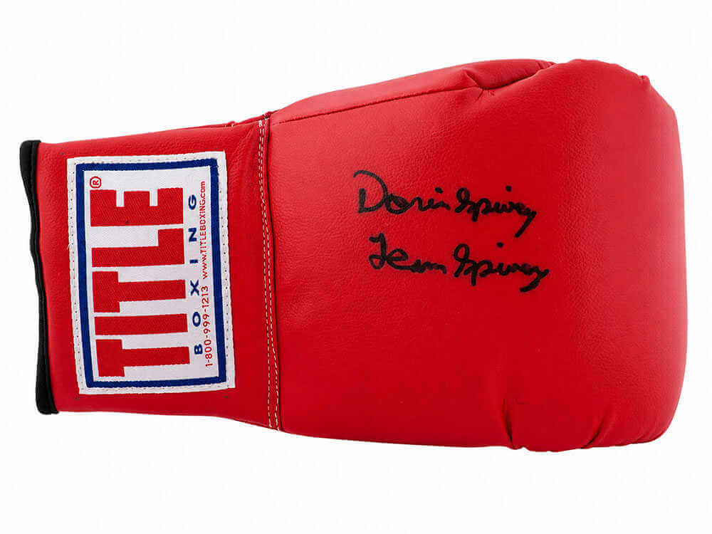 Dorin Spivey Signed Title Red Boxing Glove w/Team Spivey