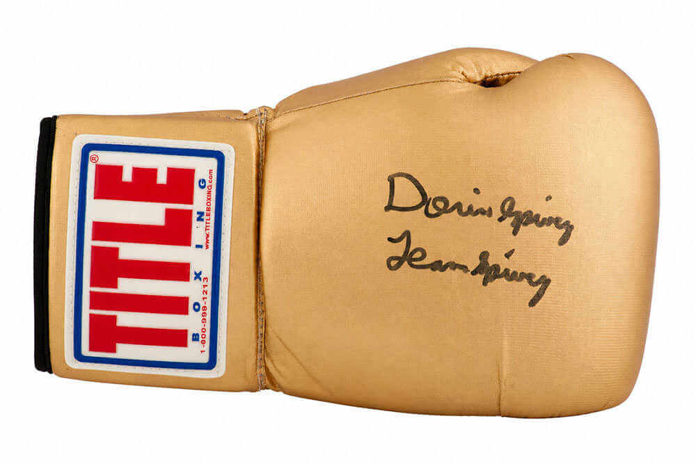 Dorin Spivey Signed Title Gold Boxing Glove w/Team Spivey