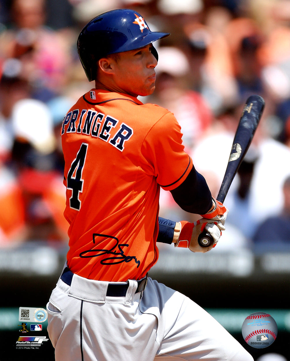 George Springer Autographed 8x10 Photo Houston Astros MLB Holo Stock #147573