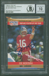49ers Joe Montana Signed 1990 Pro Set SB XXV Binder #2 Card Auto 10! BAS Slabbed