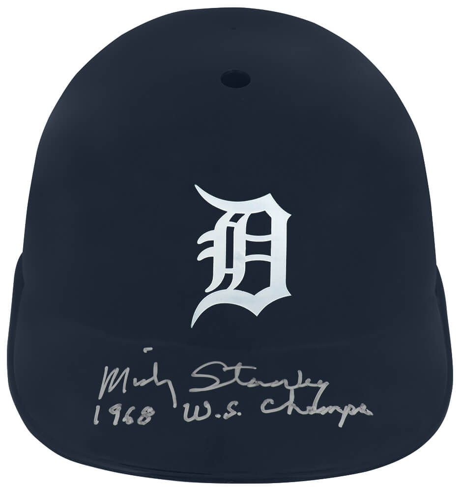 Mickey Stanley Signed Detroit Tigers Replica Souvenir Batting Helmet w/68 WS Champs