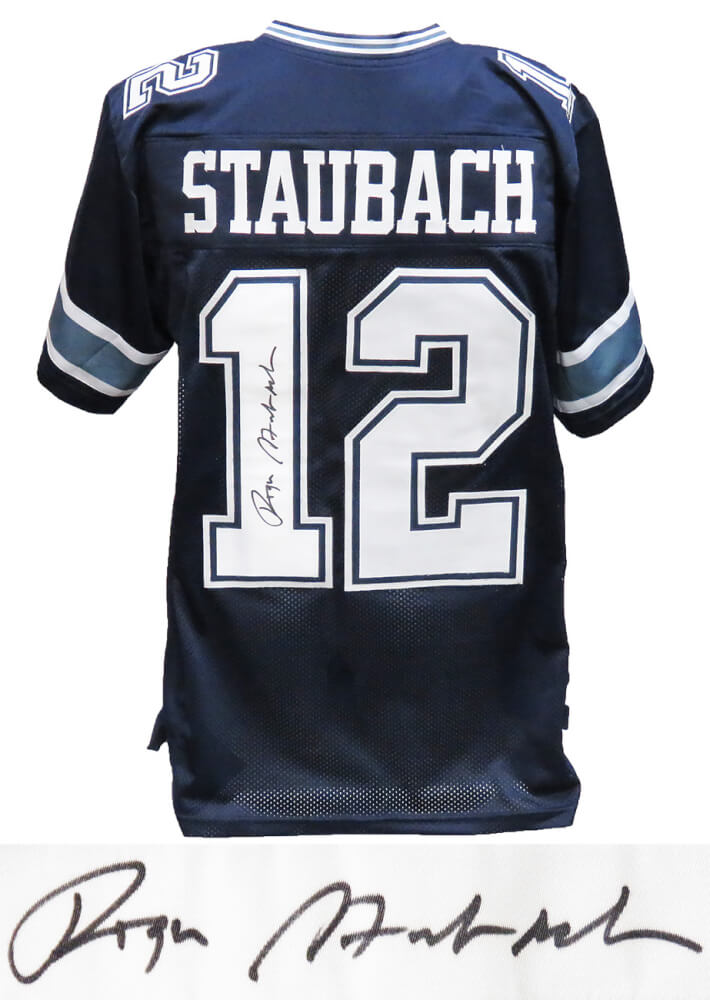 Roger Staubach Signed Navy Custom Jersey