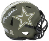 Roger Staubach Signed Dallas Cowboys Salute to Service Riddell Speed Mini Helmet