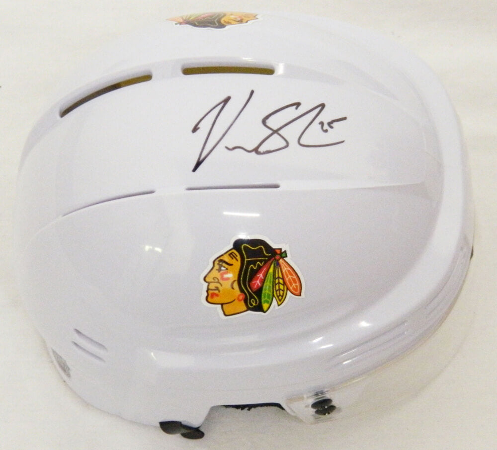 Viktor Stalberg Signed Blackhawks White Hockey Mini Helmet