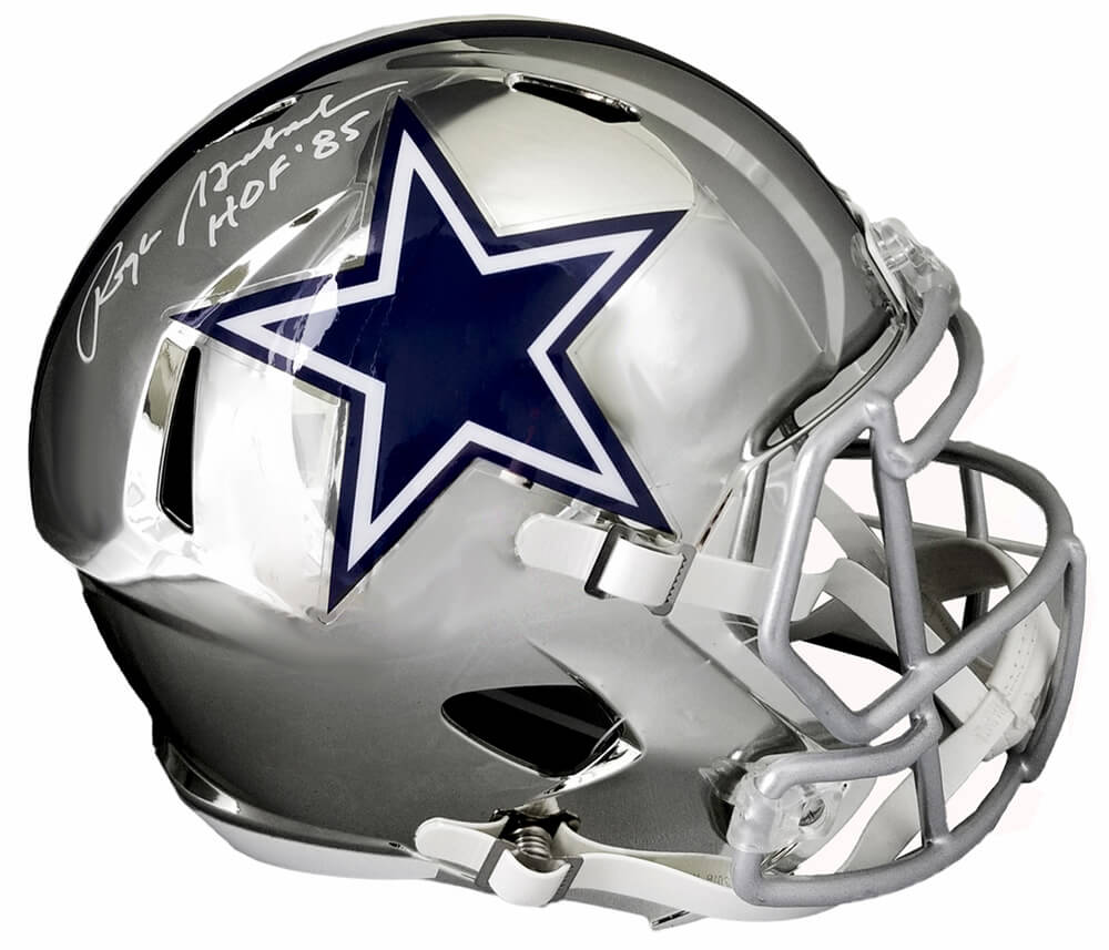 Roger Staubach Signed Dallas Cowboys Chrome Riddell Full Size Replica Helmet w/HOF'85
