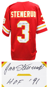 Jan Stenerud Signed Red Throwback Custom Football Jersey w/HOF'91