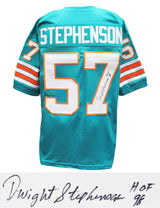 Dwight Stephenson Signed Teal Throwback Custom Football Jersey w/HOF'98