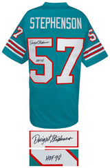 Dwight Stephenson Signed Teal Custom Football Jersey w/HOF'98