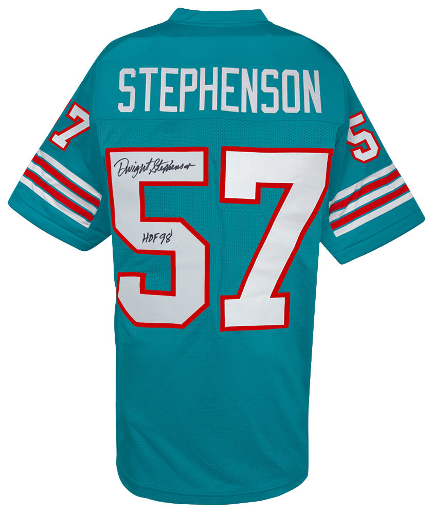 Dwight Stephenson Signed Teal Custom Football Jersey w/HOF'98