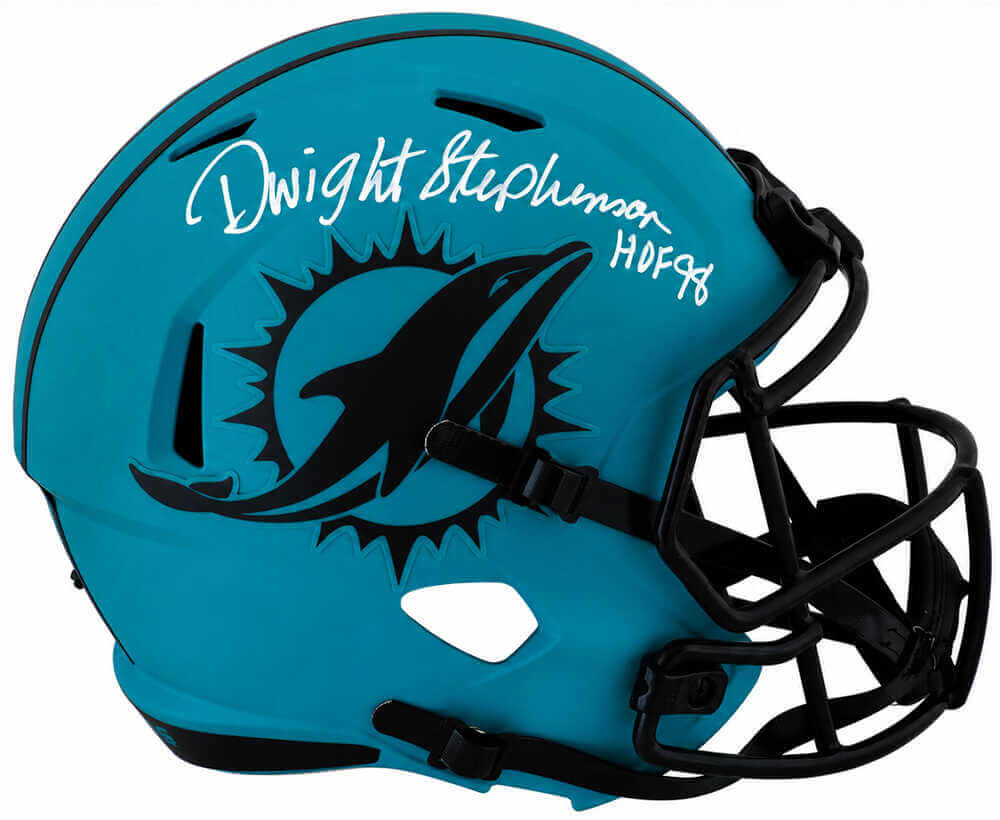 Dwight Stephenson Signed Miami Dolphins RAVE Riddell Full Size Speed Replica Helmet w/HOF'98
