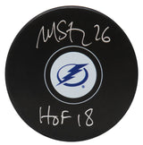 Martin St. Louis Signed Tampa Bay Lightning Hockey Puck w/HOF'18