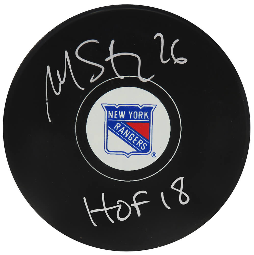 Martin St. Louis Signed New York Rangers Logo Hockey Puck w/HOF'18