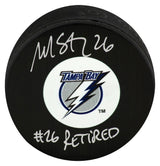 Martin St. Louis Signed Tampa Bay Lightning Medium Logo Hockey Puck w/#26 Retired