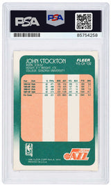 John Stockton Signed Utah Jazz 1988 Fleer Rookie Basketball Card #115 - (PSA Encapsulated - Auto Grade 10)
