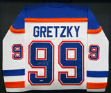 Edmonton Oilers Wayne Gretzky Autographed Framed White Authentic Mitchell & Ness Vintage Throwback 1986-1987 Jersey UDA Holo Stock #267454