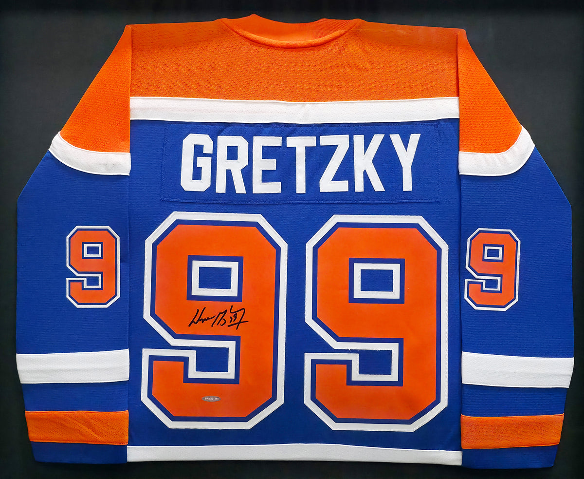 Edmonton Oilers Wayne Gretzky Autographed Framed Blue Authentic Mitchell & Ness Vintage Throwback 1986-1987 Jersey UDA Holo Stock #267455