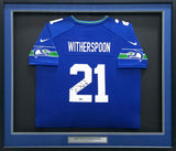 Seattle Seahawks Devon Witherspoon Autographed Framed Blue Nike Jersey MCS Holo Stock #267814