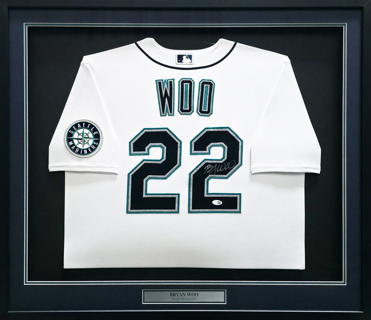 Seattle Mariners Bryan Woo Autographed Framed White Nike Jersey JSA Witness Stock #267815