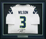 Seattle Seahawks Russell Wilson Autographed Framed White Nike Jersey RW Holo & Beckett BAS Stock #267816