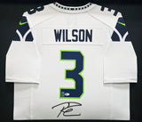 Seattle Seahawks Russell Wilson Autographed Framed White Nike Jersey RW Holo & Beckett BAS Stock #267816