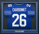Seattle Seahawks Zach Charbonnet Autographed Framed Blue Throwback Jersey MCS Holo Stock #268090