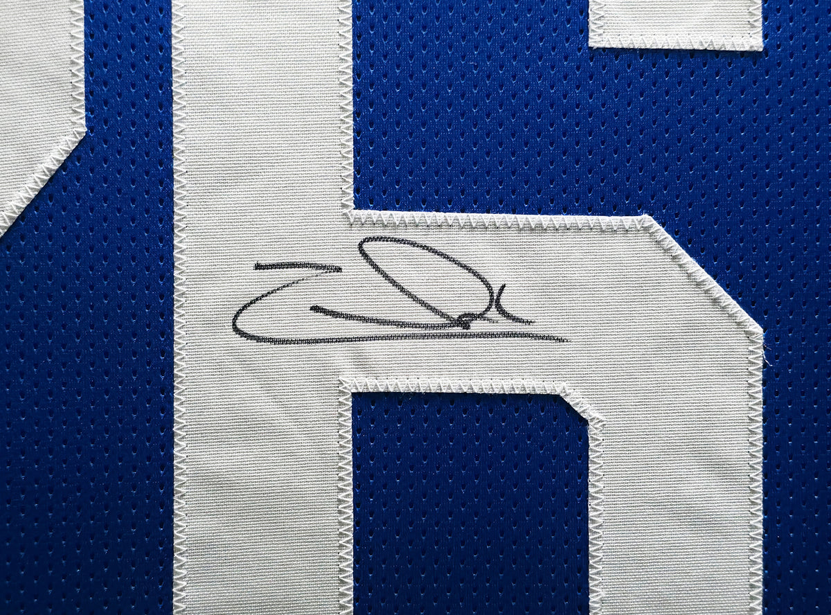 Seattle Seahawks Zach Charbonnet Autographed Framed Blue Throwback Jersey MCS Holo Stock #268090