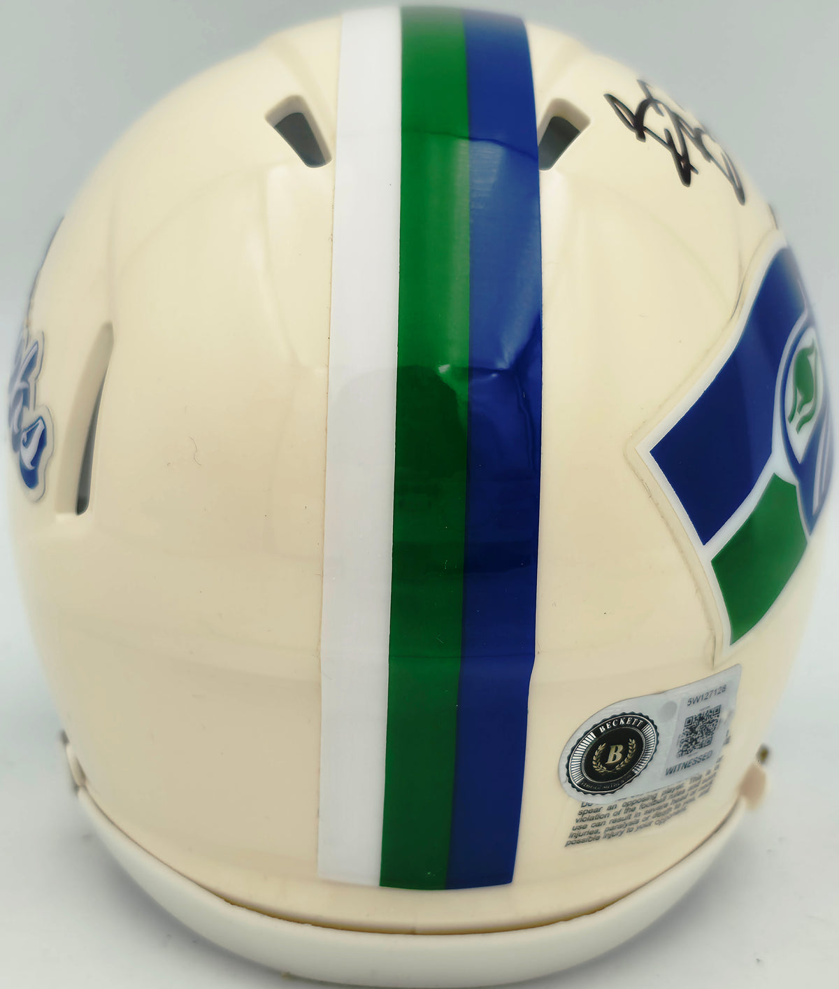 Brian Bosworth Autographed Seattle Seahawks Cream Speed Mini Helmet Retro Beckett BAS Witness Stock #268129