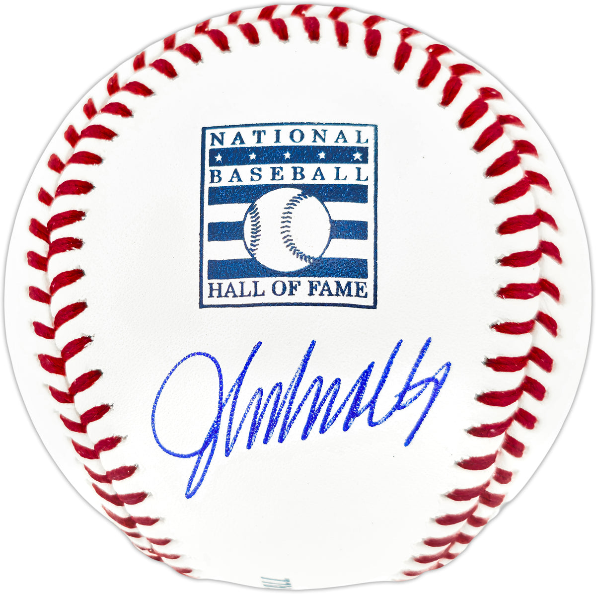 John Smoltz Autographed Official Hall of Fame Logo Baseball Atlanta Braves Beckett BAS Witness Stock #268128