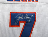 Denver Broncos John Elway Autographed Framed White Jersey Beckett BAS Witness Stock #253342