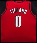 Portland Trail Blazers Damian Lillard Autographed Framed Red Jersey Beckett BAS Stock #253344