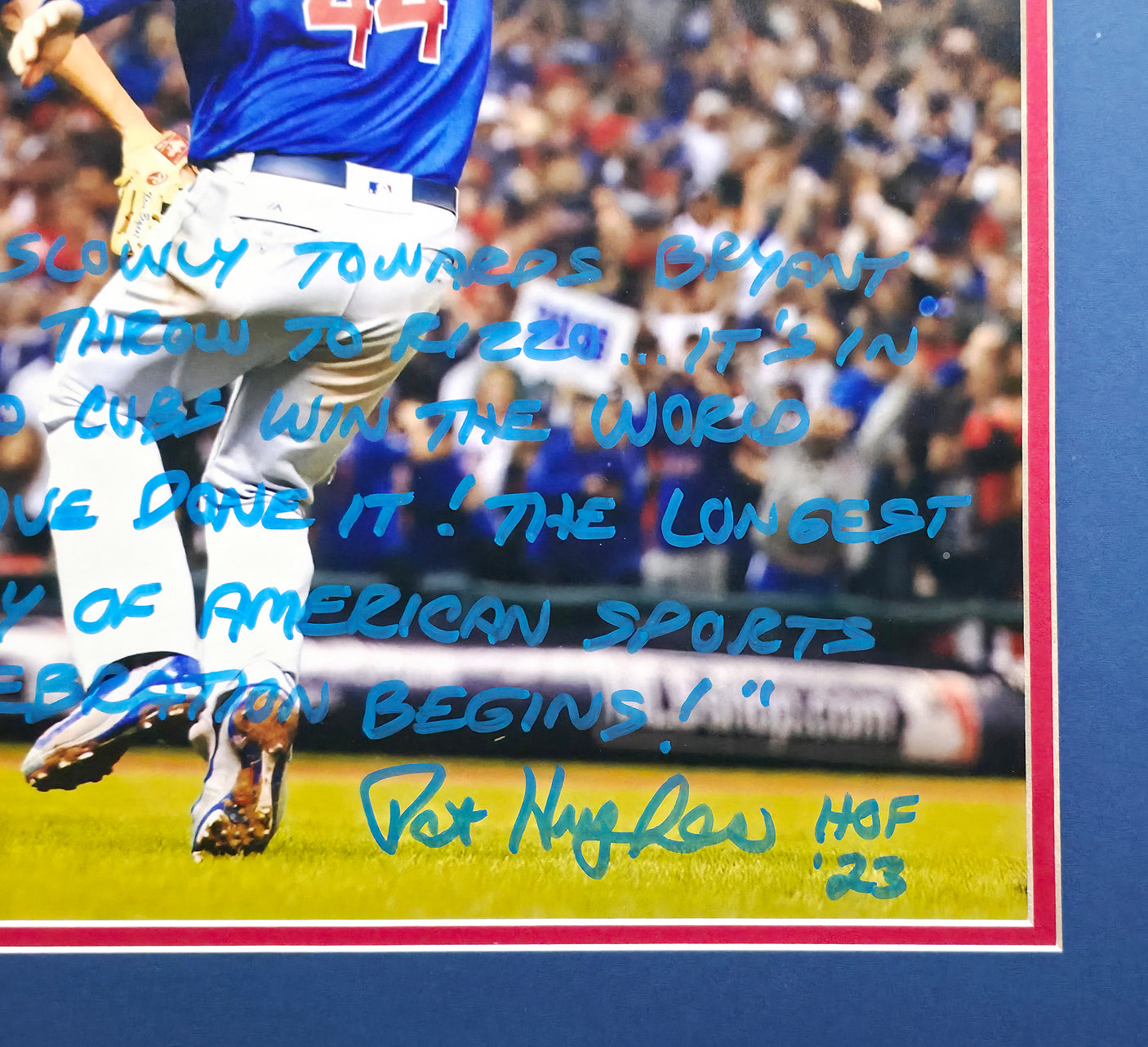 Pat Hughes Autographed Framed 16x20 Photo Chicago Cubs Announcer 2016 WS Last Call JSA Stock #253609