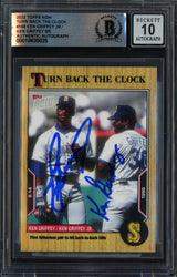 Ken Griffey Jr. & Sr. Autographed 2022 Topps Now Card #168 Seattle Mariners Auto Grade Gem Mint 10 Beckett BAS Stock #253727