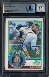 Tony Gwynn Autographed 1983 Topps Rookie Card #482 San Diego Padres Auto Grade Gem Mint 10 (Sticker) Beckett BAS Stock #253728