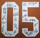 2005 National Champions Texas Longhorns Autographed Framed Orange Jersey With 24 Signatures Including Vince Young Beckett BAS QR Stock #252809
