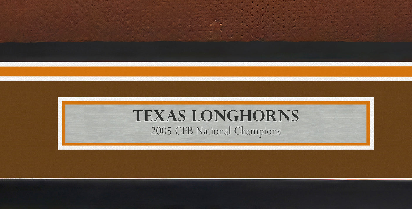 2005 National Champions Texas Longhorns Autographed Framed Orange Jersey With 24 Signatures Including Vince Young Beckett BAS QR Stock #252809
