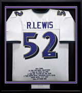 Baltimore Ravens Ray Lewis Autographed Framed White Jersey JSA Stock #252811