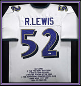 Baltimore Ravens Ray Lewis Autographed Framed White Jersey JSA Stock #252811