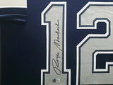 Dallas Cowboys Roger Staubach Autographed Framed Navy Blue Jersey Beckett BAS Witness Stock #252813