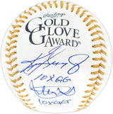 Ken Griffey Jr. & Ichiro Suzuki Autographed Official Gold Glove Logo Baseball Seattle Mariners "10x GG" IS Holo & Beckett BAS Witness Stock #268223