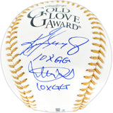 Ken Griffey Jr. & Ichiro Suzuki Autographed Official Gold Glove Logo Baseball Seattle Mariners "10x GG" IS Holo & Beckett BAS Witness Stock #268223